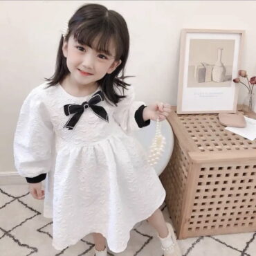 فستان الفتيات الاميرات طويلة الأكمام بتصميم كوري رائع، مناسب للحفلات والمناسبات