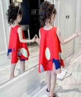 ⁦فستان أنيق بدون أكمام نمط رسوم للفتيات⁩ - الصورة ⁦3⁩