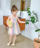 ⁦فستان شبكي انيق للفتيات الصغيرات بدون أكمام مناسب للحفلات⁩ - الصورة ⁦3⁩