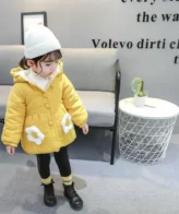⁦جاكيت بناتي مبطن بالقطن ، آذان أرنب صغيرة ، بغطاء رأس وصوف ، معطف سميك ،⁩ - الصورة ⁦2⁩