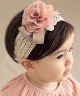⁦ربطة رأس لطيفة للفتيات الصغيرات، مطاطية من الدانتيل على شكل زهرة وردية⁩ - الصورة ⁦3⁩