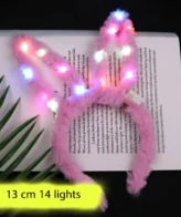 ⁦طوق شعر مضيء بإضاءة LED على شكل أذني أرنب للنساء والفتيات⁩ - الصورة ⁦2⁩